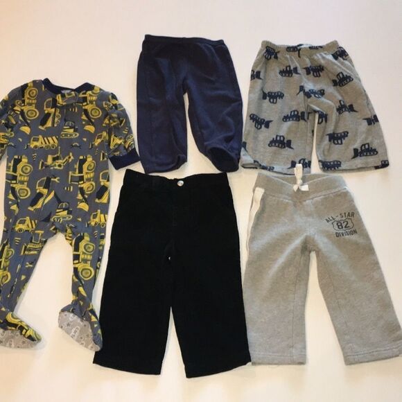 Carter’s Lot Of 5 pants and pajamas 12m boys - Picture 1 of 8